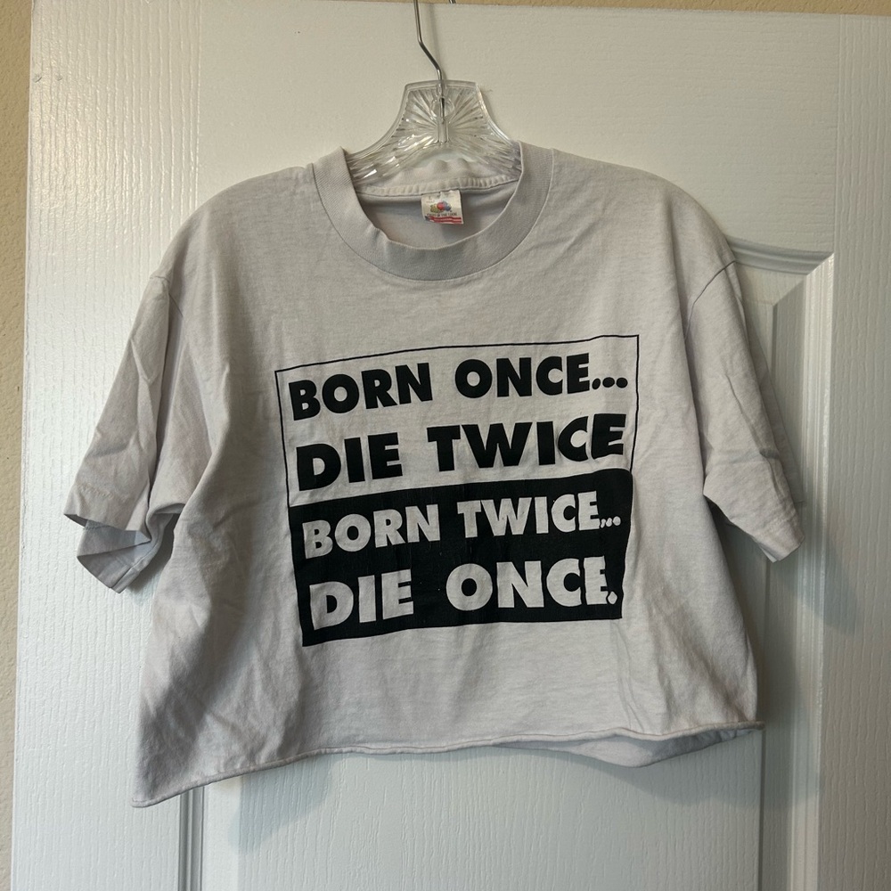 Cropped Vintage White Graphic Tee